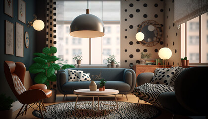 Polkadot living room. Generative AI