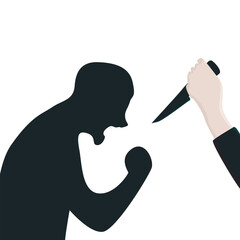 silhouette of an angry man, screaming. holding a knife. experiencing violence. Child abuse, violence. women's violence. towards kids concept design. vector illustration