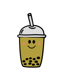 doodle emoticon boba drink cup