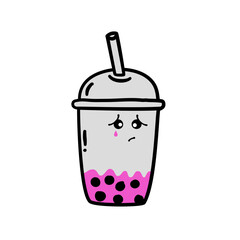 doodle emoticon boba drink cup