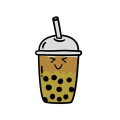 doodle emoticon boba drink cup