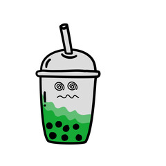 doodle emoticon boba drink cup