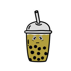 doodle emoticon boba drink cup