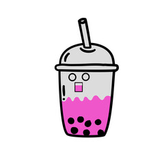 doodle emoticon boba drink cup