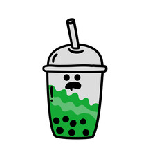 doodle emoticon boba drink cup