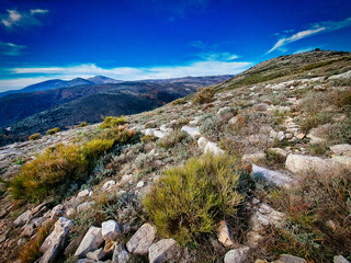 A landscape of the medium-sized mountains in the hinterland of Nice, French Riviera