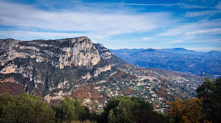 View on the Baou de Saint-Jeannet, medium-sized mountains in the hinterland of Nice, French Riviera