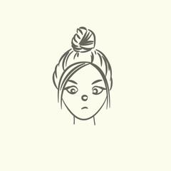 Free vector girl's face emotions collection