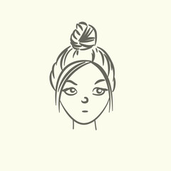 Free vector girl's face emotions collection