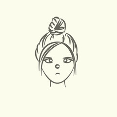 Free vector girl's face emotions collection