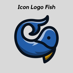 Icon logo Fish, illustration vector, Fishing logo Fish color bule