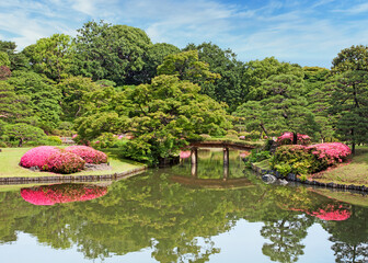 六義園, 大泉水, ツツジ,春,出汐湊, 中の島, 田鶴橋