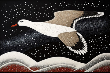 Terns birds in artic region, illustration
