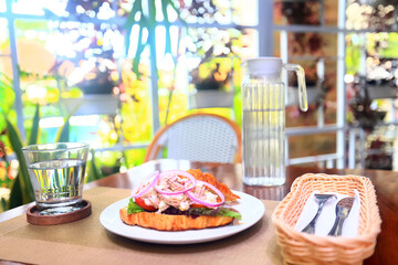 table setting in the restaurant for the cafe interior menu
