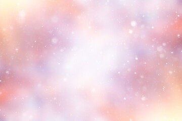 blurred snow / winter abstract background, snowflakes on abstract blurred glowing leaf background