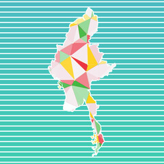 Myanmar vector illustration. Myanmar design on gradient stripes background. Technology, internet, network, telecommunication concept. Vibrant vector illustration.