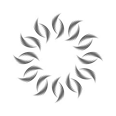 Black vector dotted lines in circle form. Segmented circle. Geometric art. Circular shape. Trendy design element for border frame, round logo, tattoo, sign, symbol, web pages, print