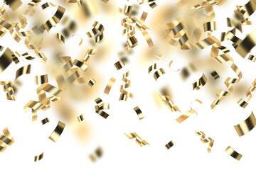 golden confetti on white background falling overlay design