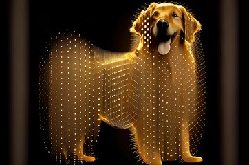 Pixelated Dog Golden Shimmer Generative AI