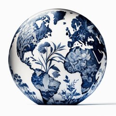 Illustration of a porcelain earth globe - Created with Generative ai