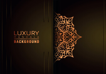 Luxury Mandala Ornamental Background Design With Golden Arabesque Pattern Style. Decorative Mandala Ornament For Print, Brochure, Banner, Cover, Poster, Invitation Card