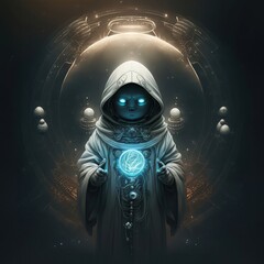 alien and galaxy wallpaper background. Generative AI