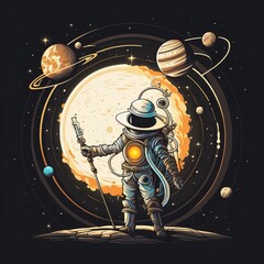 astronaut in space, wallpaper planet background, Generative AI