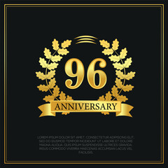 96 year anniversary celebration logo gold color design on black background abstract illustration  