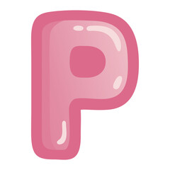 Letter P Pink Bold Alphabet Font Doodle Drawing Vector Art