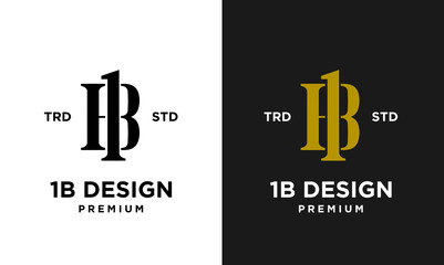 1B IB 13 Design icon letter initial logo simple minimal