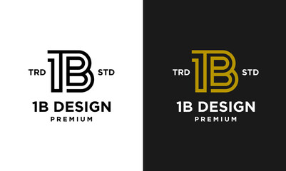 1B IB 13 Design icon letter initial logo simple minimal