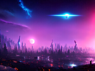 Obraz premium Alien planet Fantasy sci fi background series 33 of 155