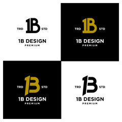 1B IB 13 Design icon letter initial logo simple minimal set collection