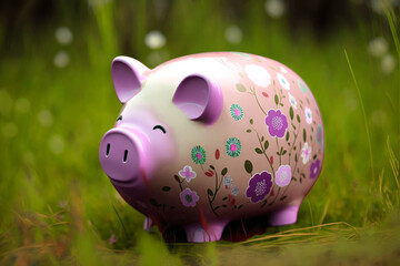 Saving in Bloom: A Piggy Bank's Personal Finance Journey in Springtime