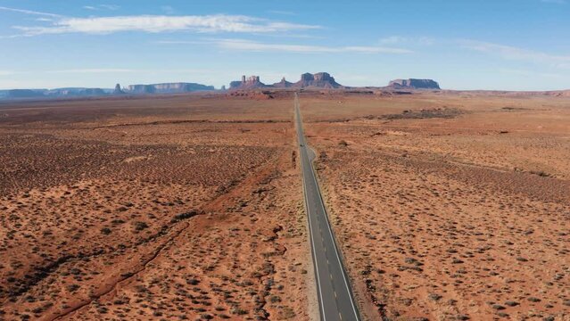Aerial view of Forrest Gump Point in Monument Valley, Utah.
