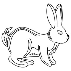 Cute drawn Easter rabbit on white background