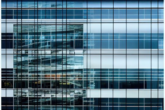 Facade of a corporate glass building, ideal for backgrounds, generative AI