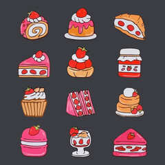 Sweet collection of colored drawings. Hand drawn vector illustration