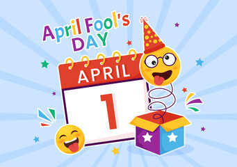 Fototapeta premium Happy April Fools' Day Celebration Illustration wearing a Jester Hat and Surprise for Web Banner or Landing Page in Flat Cartoon Hand Drawn Templates