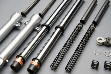 バイクのフロントフォークの分解イメージ