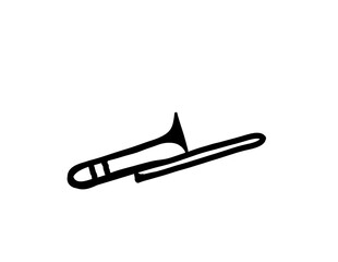 トロンボーン　管楽器　シルエット