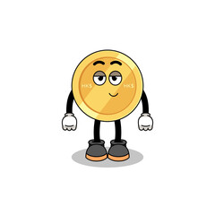 hong kong dollar cartoon couple with shy pose