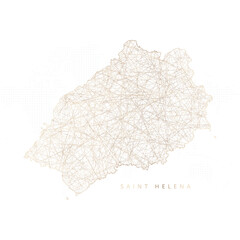 Low poly map of Saint Helena. Gold polygonal wireframe. Glittering vector with gold particles on white background. Vector illustration eps 10.