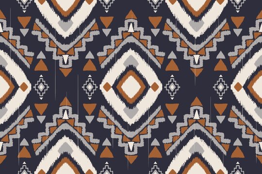 Ikat African pattern. Illustration African aztec tribal motif geometric shape seamless pattern ikat style. Ethnic tribal pattern use for fabric, textile, home decoration elements, upholstery, wrapping