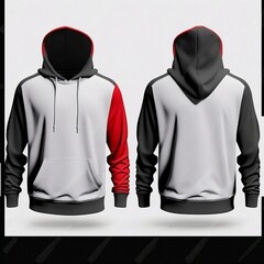 hoodie template White . Hoodie sweatshirt long sleeve with clipping path, hoody for design mockup for print, isolated on white background. black white and read