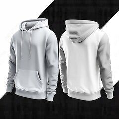 hoodie template White . Hoodie sweatshirt long sleeve with clipping path, hoody for design mockup for print, isolated on white background.