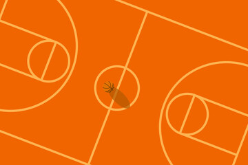 basketball court and ball background, Sport vector graphic background basketball court with ball on the ground and shadow no people for background - illustration website card poster calendar printing
 - obrazy, fototapety, plakaty