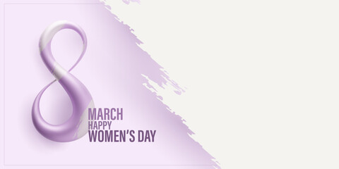 vector illustration for 8 march international women's day purple brush design greeting card