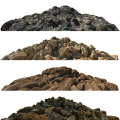 Pile heaps of stones Isolate on white background 3d illustration - 571765947