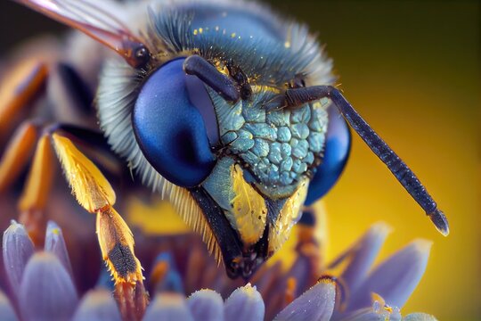 Close-up of a wasp or bumble bee on a flower. This is a generative ai picture.
